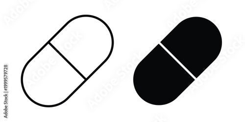 Capsule icon outlined. Flat fill icons