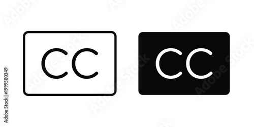Closed caption icon outlined. Flat fill icons