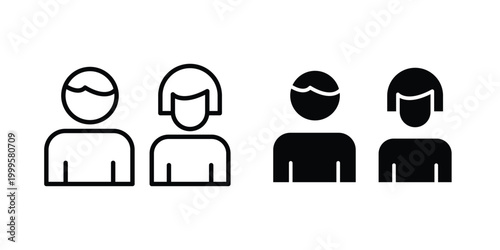 Couple icon outlined. Flat fill icons