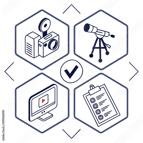 Production and astronomy with checklist camera telescope