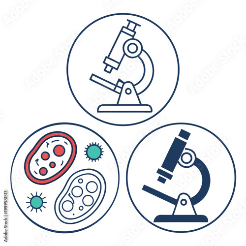 Microscope and cell with viruses cells biology science