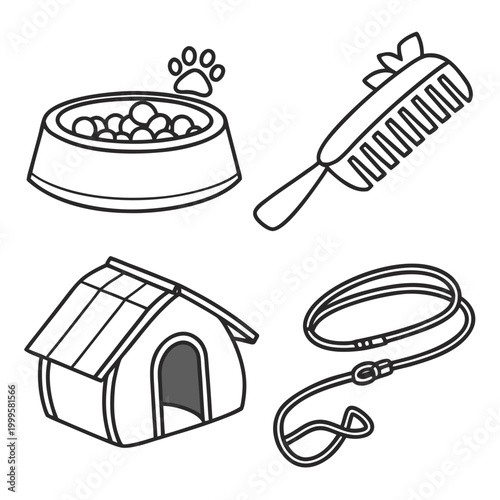 Dog accessories and pet care dog bowl dog house dog brush