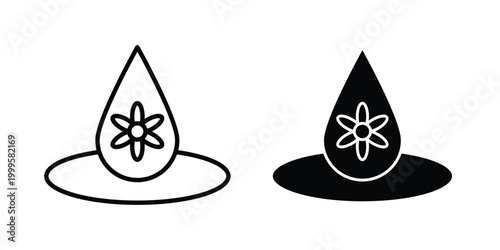 Essentials oil drop icon outlined. Flat fill icons