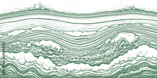 Green abstract layered texture with wavy forms data visualization digital art abstract background movement backdrop speckled mountains stratigraphy energetic