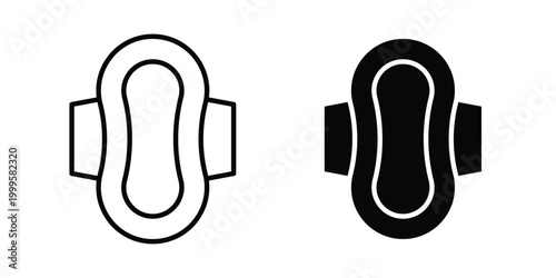 Feminine hygiene pad icon outlined. Flat fill icons