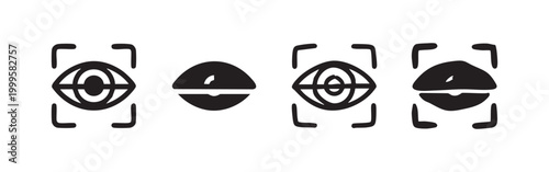 Eye Scanning Biometric Security Icons Set in Various Graphic Styles
