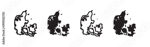 Quadro su tela Denmark Country Map Icons Set in Outline Solid and Hand-Drawn Styles