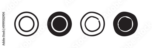 Concentric Circles and Target Ring Icon Set in Hand-Drawn and Outline Styles