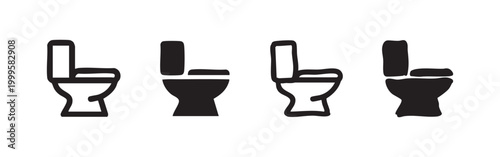 Toilet Icon Set - Bathroom Plumbing and Hygiene Symbols