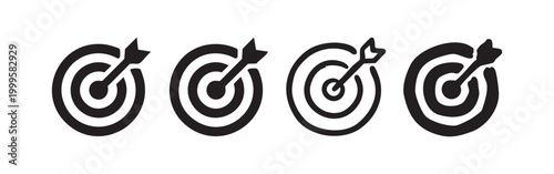 Target Bullseye and Arrow Icon Set in Hand-Drawn and Vector Styles