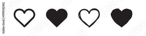 Collection of Heart Icons in Different Hand Drawn and Minimalist Styles