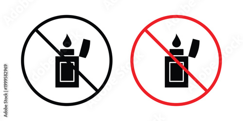 Forbidden lighter icon outlined. Flat fill icons