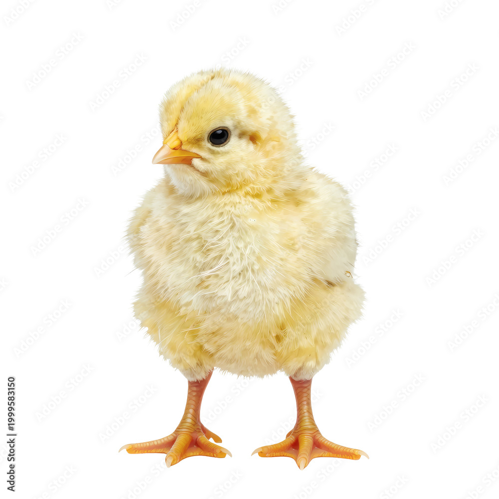Fototapeta premium Adorable yellow chick standing in a bright studio environment