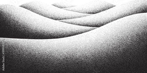 Abstract black and white distressed rolling hills landscape with gritty sand dune texture distressed background rough texture old texture landscape abstract distressed halftone monochrome