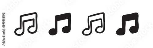Musical Note Eighth Note Icon Set for Audio and Entertainment