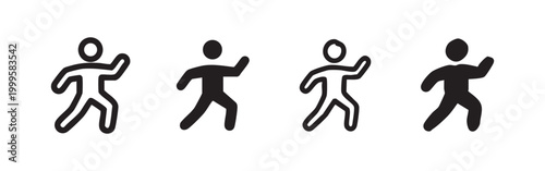 Set of hand drawn running person icons for sport and fitness activity