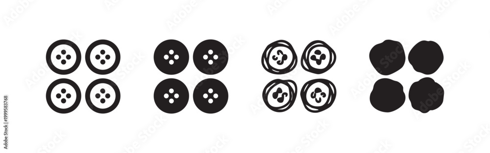 Obraz premium Set of Hand Drawn Sewing Button Icons in Different Styles