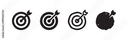 Target with Arrow Success and Goal Achievement Icon Set