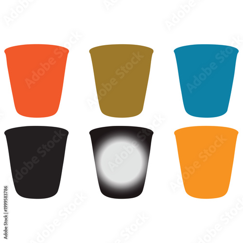 Colorful ceramic pot silhouettes isolated on a white background modern design elements high quality professional