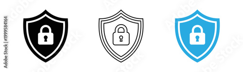 Security shields with padlocks representing data protection and cybersecurity