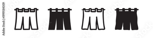 Simple Hand Drawn Curtain and Fabric Drapery Icon Set