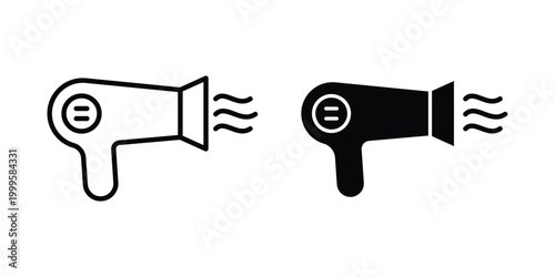 Hair dryer icon outlined. Flat fill icons