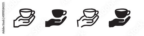 Hand Drawn Coffee Cup in Hand Icon for Service and Hospitality