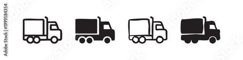 Logistics Delivery Truck and Shipping Van Icon Set Hand Drawn