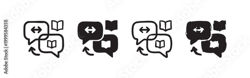 Language Translation and Communication Chat Bubble Icon Set