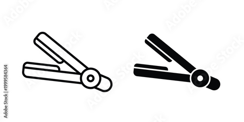 Hair straightener icon outlined. Flat fill icons