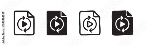 Animated GIF Video File and Playback Loop Icon Set