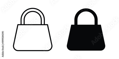 Hand bag icon outlined. Flat fill icons