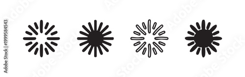 Sun and Sparkle Icon Set - Brightness and Light Symbols in Various Styles