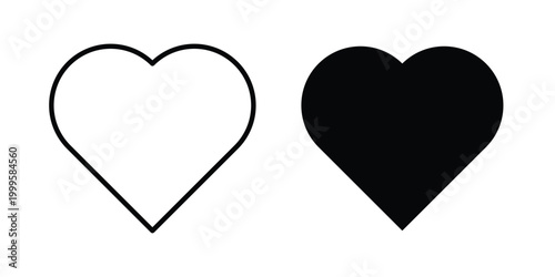 Heart icon outlined. Flat fill icons