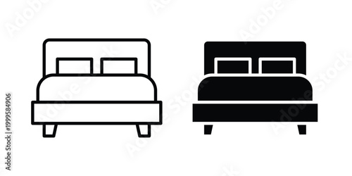 hotel room icon outlined. Flat fill icons