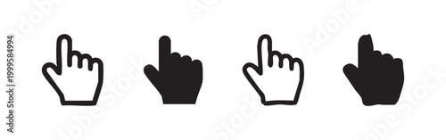 Hand pointer icon set. Click cursor symbol. Mouse gesture for web and mobile interface. User interaction and selection vector illustration.