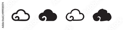 Cloud Icon Set - Weather and Digital Storage Symbols
