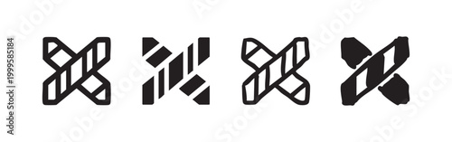 Abstract X Mark Icon Set - Cross and Cancel Symbols
