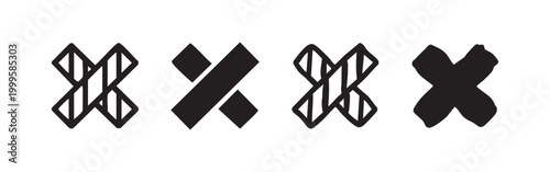 X mark and multiply icon set, close and cancel symbols in outline and solid styles