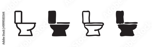 Toilet icon set. Restroom and public convenience symbols for hygiene and facilities.