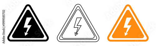 High voltage warning sign a triangular caution symbol
