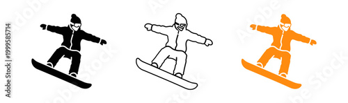 Orange snowboarder silhouette a dynamic winter sports illustration