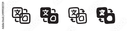 Language translation or dictionary icon set with different styles