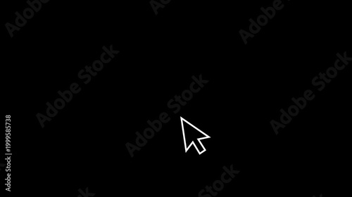 minimal mouse pointer click motion graphic with black background. ui cursor click animation with soft ripple feedback effect. animated mouse cursor press action for interface demonstrations.