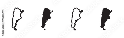 Argentina map icons set, country geography outline and solid shape collection.