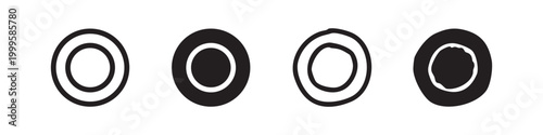 Target and concentric circle icons set, aim and focus symbols.