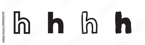 Letter 'h' alphabet character in various styles icon set.