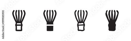 Whisk kitchen utensil icon set in two styles, outline and solid. Baking and cooking vector signs.