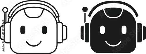 Smiling customer service icons with headphones