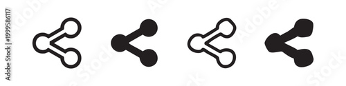 Share icon set in various styles, social media networking symbol, connection and content distribution concept.